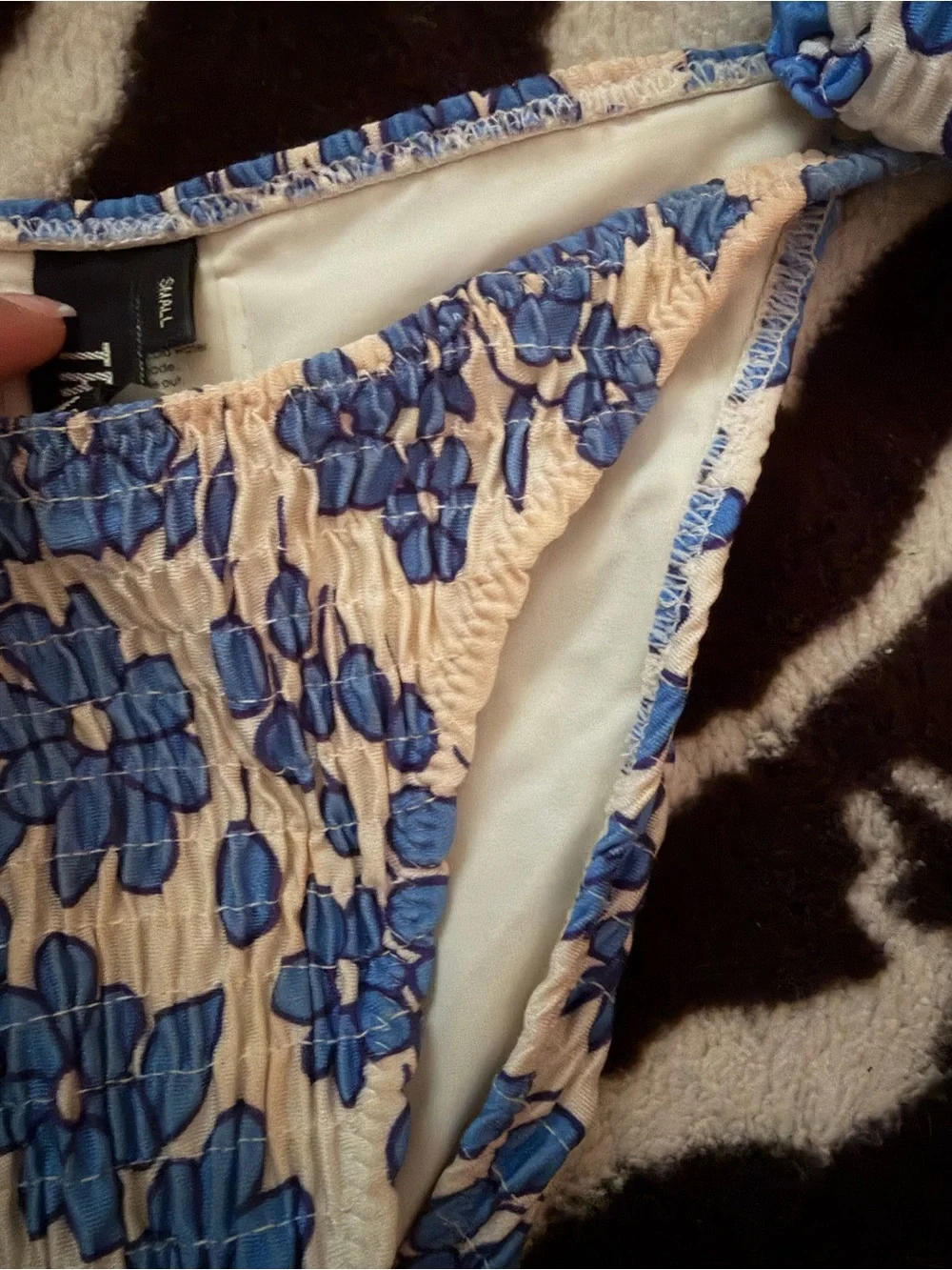 triangl swimwear Blue and White Floral Triangle Bikini